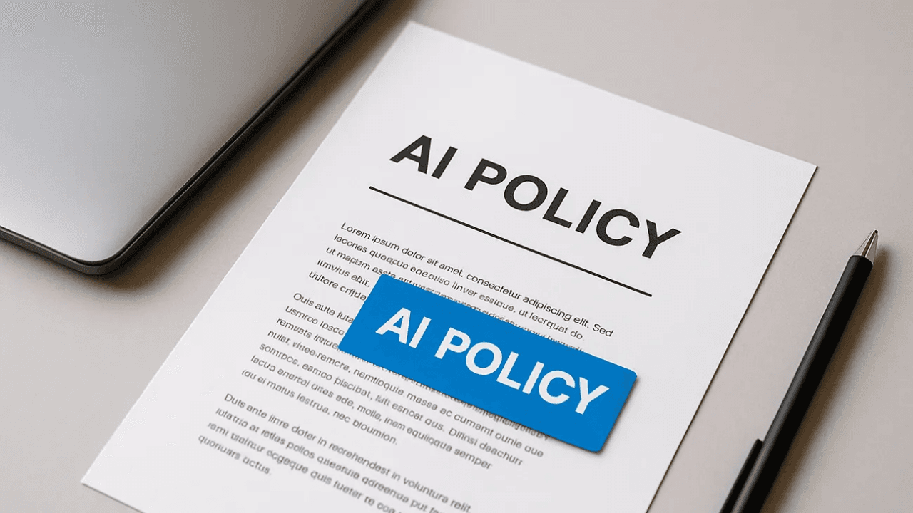 AI policy document on a desk
